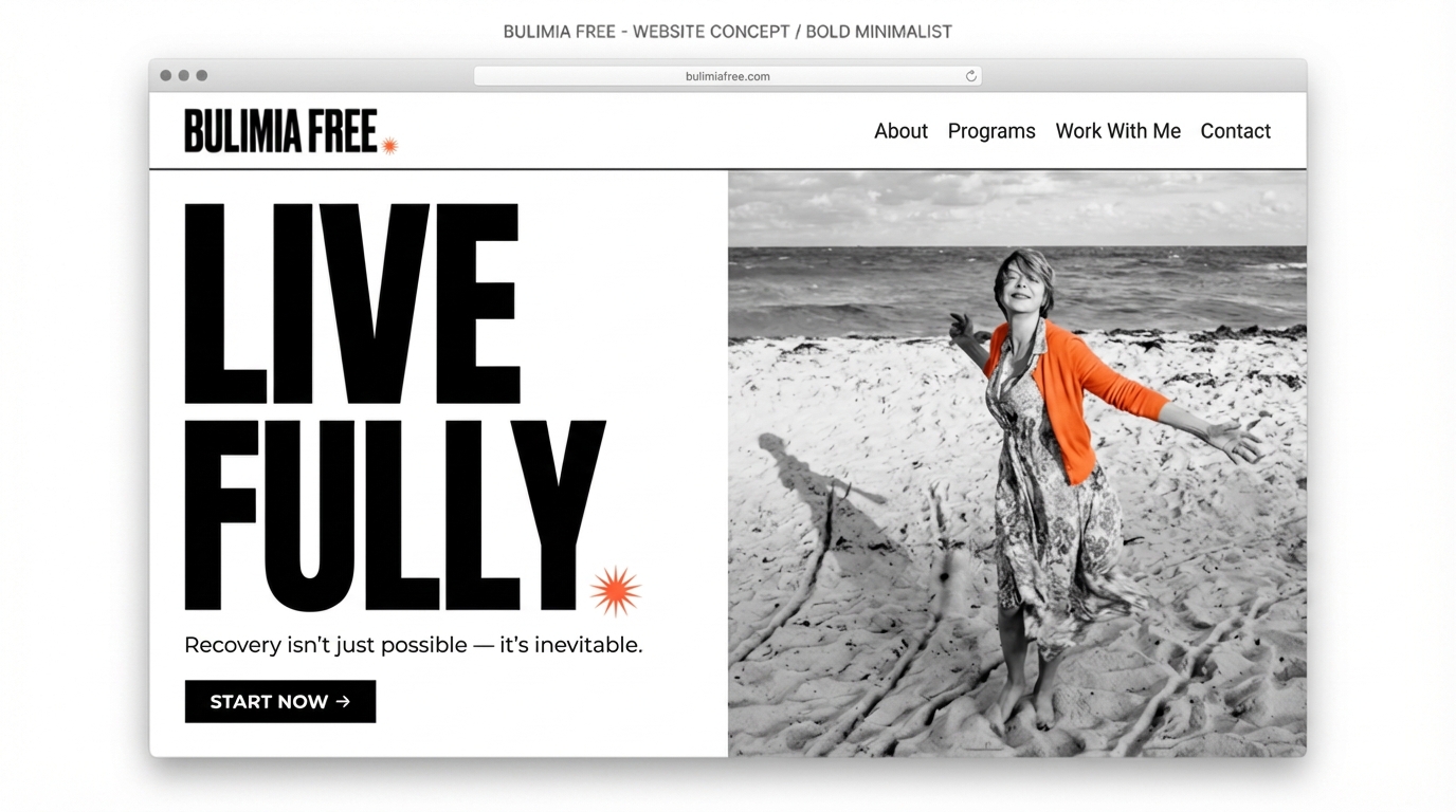 Bulimia Free website — 'Live Fully' editorial hero